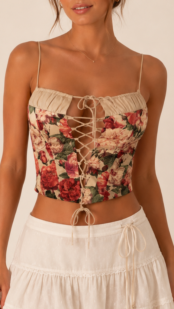 Cream/Rose Lace Top