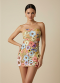 Floral Appliqué Mini Dress