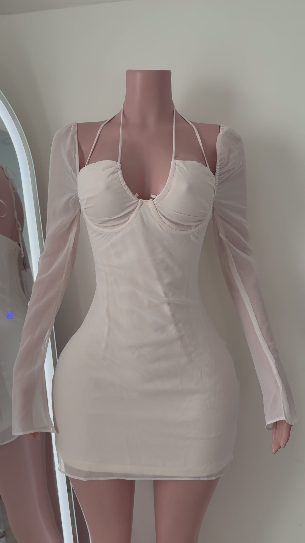 Ivory Sheer Sleeve Mini Dress