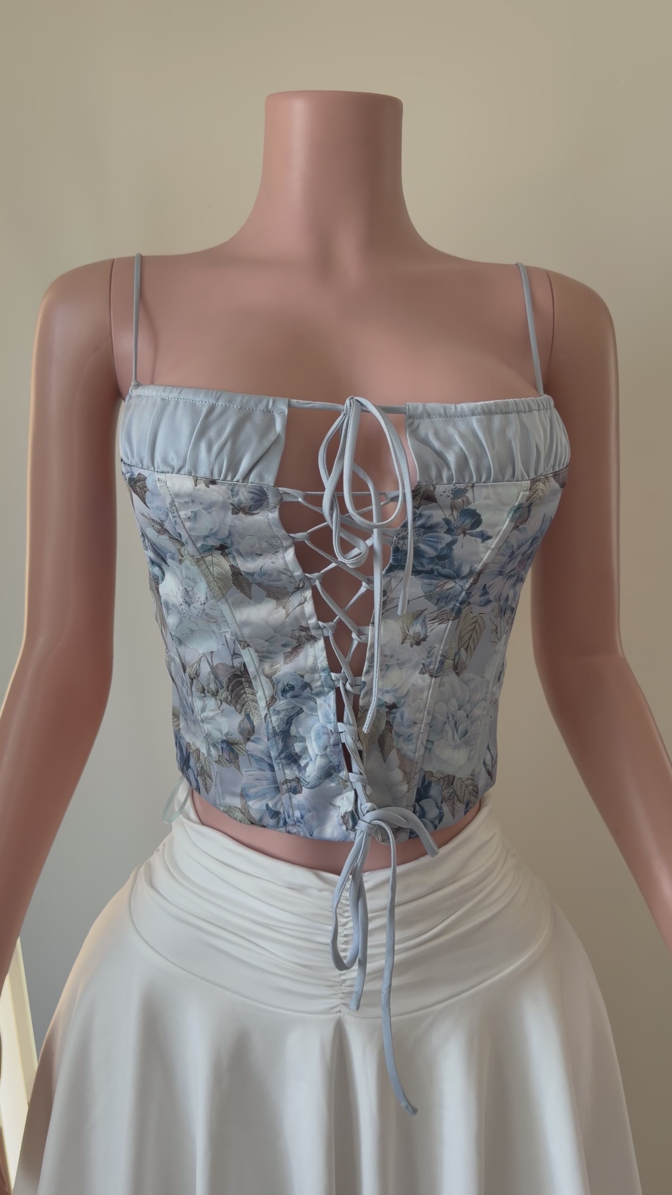 Blue Floral Lace Top