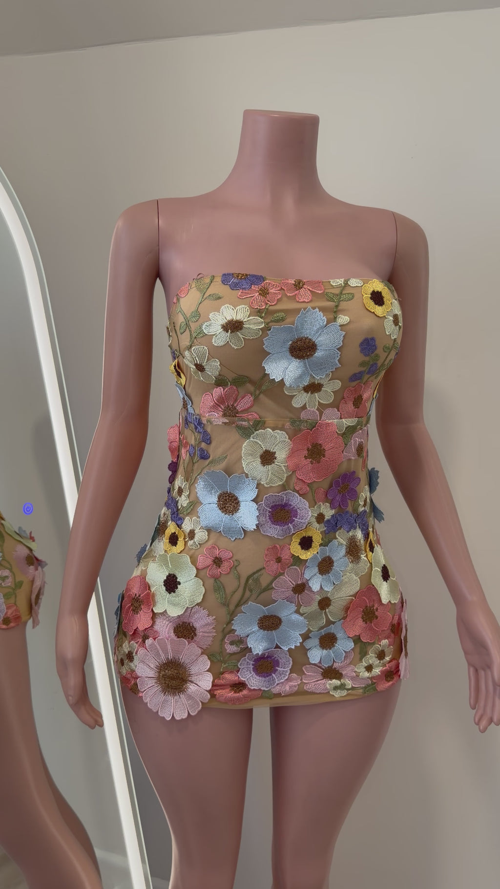 Floral Appliqué Mini Dress